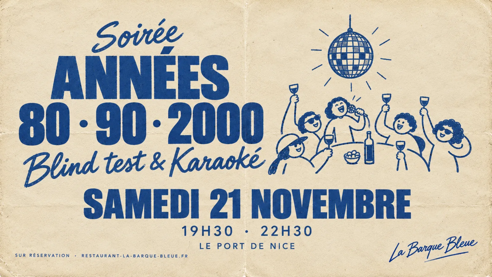 Soirée années 80, 90 et 2000, blind test et karaoké, samedi 21 novembre à La Barque Bleue